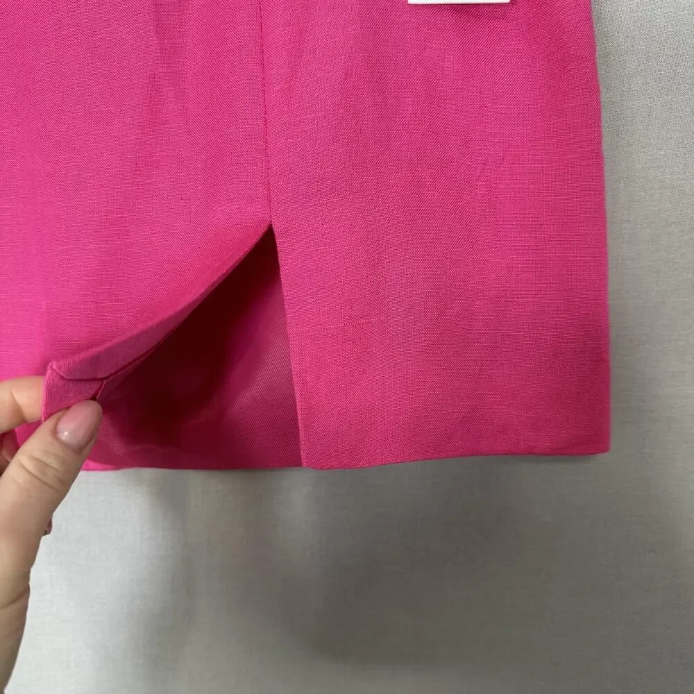 ASTR The Label Covina Skirt Womens Small‎ Pink Linen Blend Mini Side Slit Resort